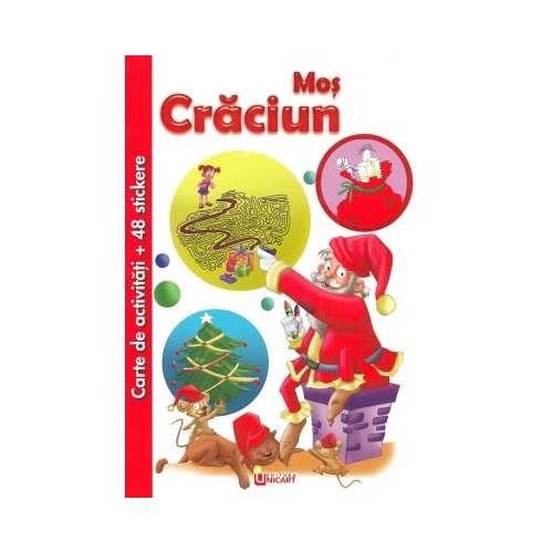 Carte de activitati cu 48 stickere Mos Craciun
