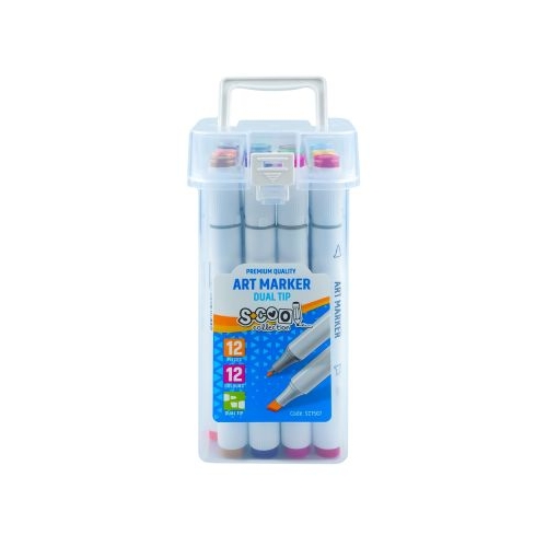 Markere cu 2 Capete 6 mm-3 mm 12 Culori/Set S-COOL