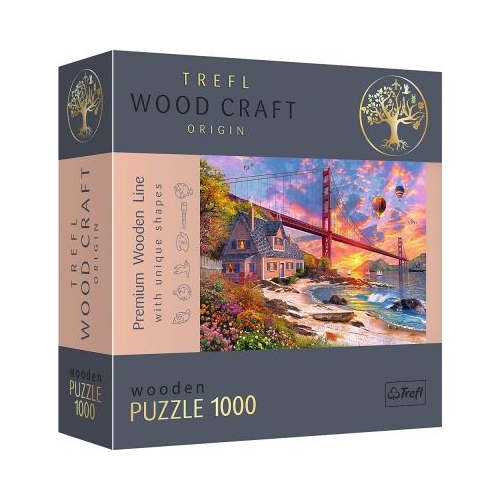 Puzzle din lemn 1000 piese. Apus la Golden Gate Trefl