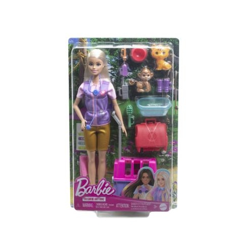 Set papusa cu doua animalute din jungla you can be Barbie