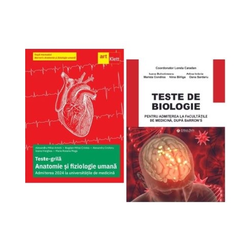 Pachet Admitere la facultatile de medicina dupa manualul Barrons. Teste grila de Anatomie si fiziologie umana - Alexandru Mihai Antohi Lorela Caradan
