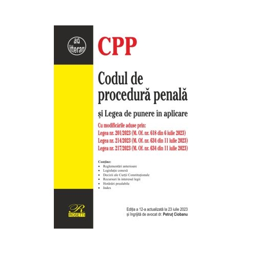 Codul de procedura penala si Legea de punere in aplicare - Petrut Ciobanu