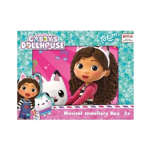 Cutie muzicala pentru bijuterii cu figurina Gabby Dollhouse si oglinda