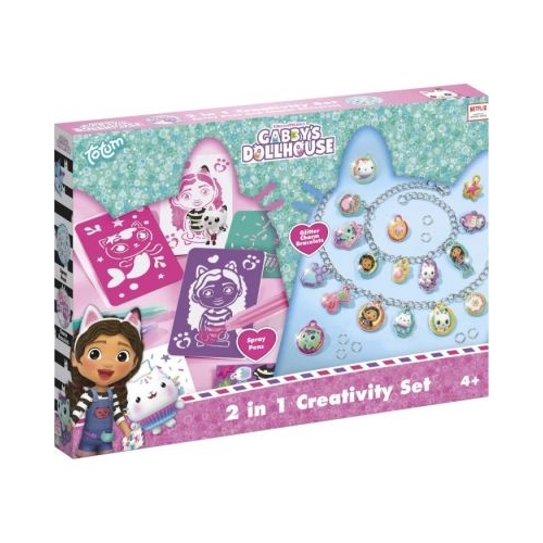 Set creativ 2 in 1 Bratari cu sclipici si carioci spray Gabby s Dollhouse