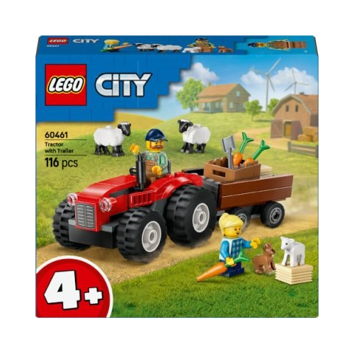 LEGO City. Tractor de ferma rosu cu remorca si oi 60461 116 piese
