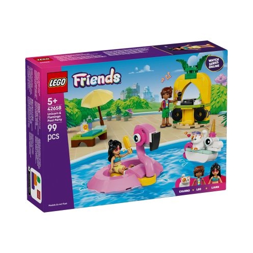 LEGO Friends. Petrecere la piscina cu unicornul si flamingo 42658 99 piese