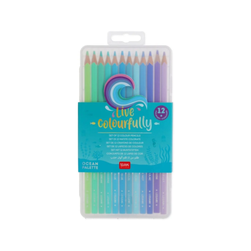 Set 12 creioane de colorat Live colourfully Cyan Legami