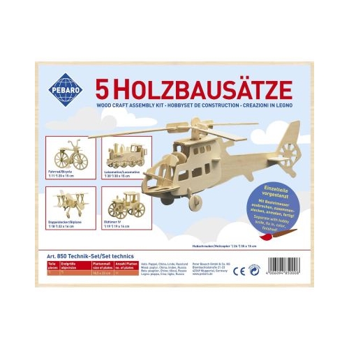 Kit 5 constructii din lemn vehicule Pebaro 850