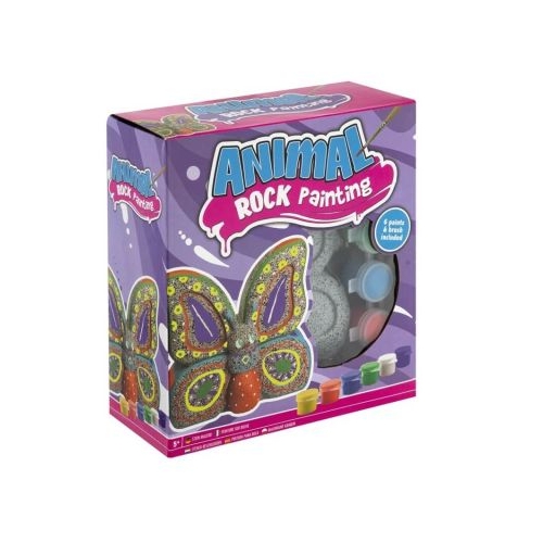 Set pictura pe pietre 12 cm 6 culori si pensula fluture