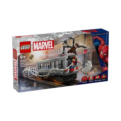 LEGO Marvel Super Heroes. Lupta de pe acoperisul trenului dintre Omul-Paianjen si Doc Ock 76321 393 piese