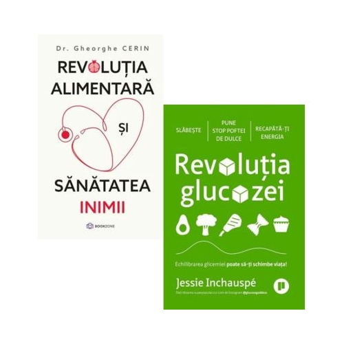 Pachet 2 carti Revolutia alimentara si sanatatea inimii si Revolutia glucozei - Dr. Gheorghe Cerin Jessie Inchauspe