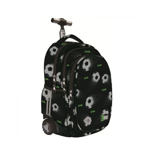 Ghiozdan St. Majewski St. Right Pixel Balls 44 cm 4 compartimente tip troller roti silicon negru
