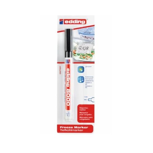 Marker rezistent la congelator Edding 8000 corp plastic varf rotund 1 mm negru