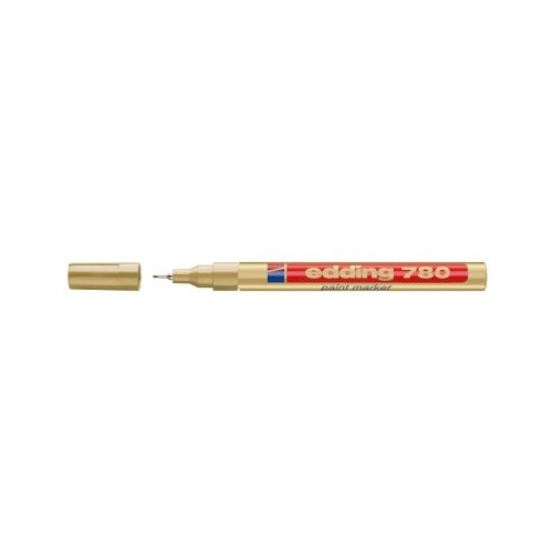 Marker permanent Edding 780 cu vopsea corp aluminiu varf rotund 0. 8 mm auriu