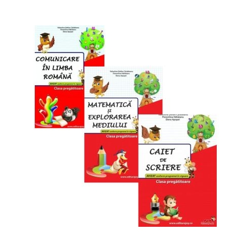 Pachet 3 caiete Clasa Pregatitoare Comunicare in limba romana Matematica si Caiet de scriere - Valentina Stefan-Caradeanu