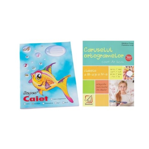 Pachet Caiet Pestisor dictando A5 48 file Casa Tipografica si Caruselul ortogramelor pentru clasele a 3-a si a 4-a - Madalina Florea