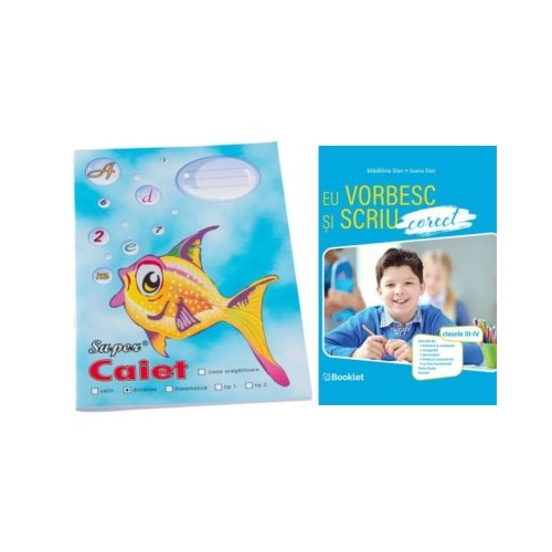 Pachet Caiet Pestisor dictando A5 48 file Casa Tipografica si Eu stiu sa scriu si sa vorbesc corect. Clasele 3-4- Madalina Stan