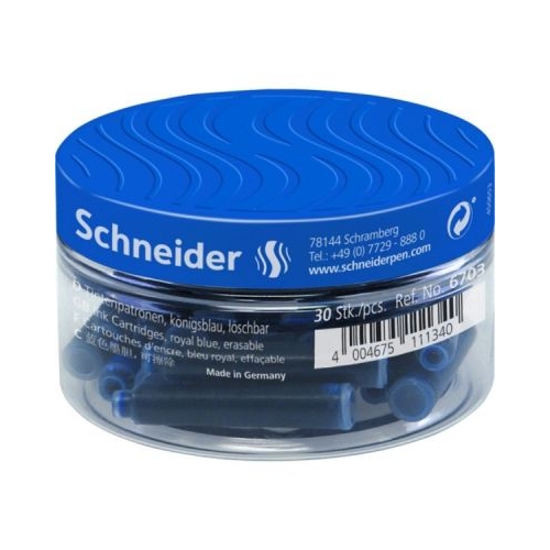 Patroane cerneala scurte rezerve Schneider cerneala albastra borcan 30 buc