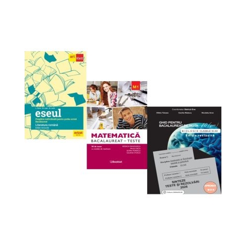 Pachet Bacalaureat 2026. Eseul. Pregatire individuala pentru proba scrisa Matematica M1. Teste si Biologie clasele 11-12 - Liliana Paicu Rodica Manolescu Stelica Ene