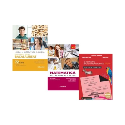 Pachet Bacalaureat 2026. Limba si literatura romana 72 teste complete Matematica M1. Teste si Biologie clasele 9-10 - Mimi Gramnea Rodica Manolescu Stelica Ene