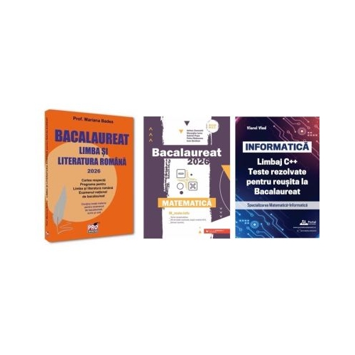 Pachet Bacalaureat 2026. Limba si literatura romana Matematica MMate-Info si INFORMATICA. Limbaj C. Teste rezolvate Mate-Info - Mariana Badea Gheorghe Iurea Viorel Vlad