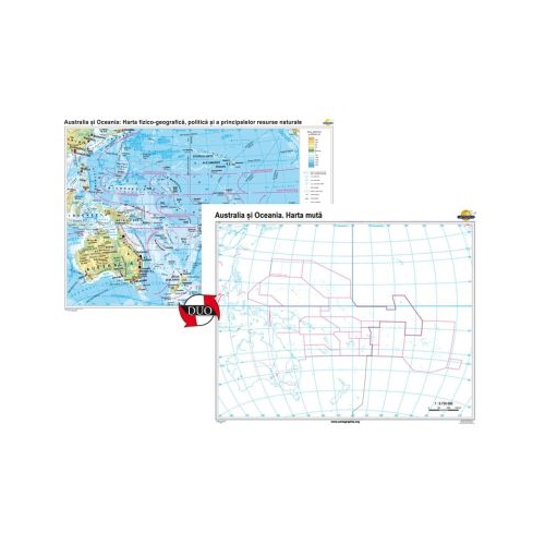 Australia si Oceania.. Harta fizico-geografica politica si a principalelor resurse naturale de subsol Duo 160x120 cm CR-3117DA