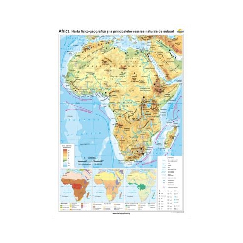 Africa. Harta fizico-geografica si a principalelor resurse naturale de subsol 120x160 cm CR-3119A