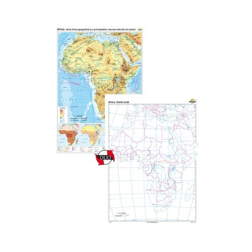 Africa. Harta fizico-geografica si a principalelor resurse naturale de subsol Duo 100x140 cm CR-3119DB