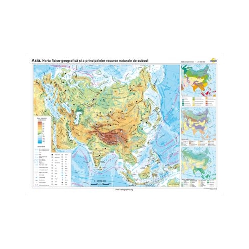 Asia. Harta fizico-geografica si a principalelor resurse naturale de subsol 140x100 cm CR-3111B