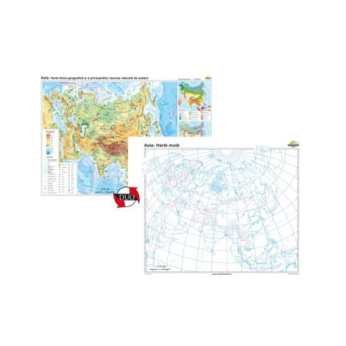 Asia. Harta fizico-geografica si a principalelor resurse naturale de subsol Duo 160x120 cm CR-3111DA