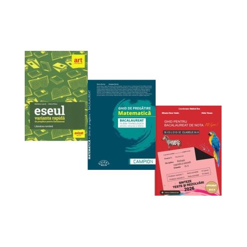 Pachet Bacalaureat 2026. Eseul. Varianta rapida de pregatire Matematica filiera tehnologica servicii resurse si tehnic si Biologie clasele 9-10 - Liliana Paicu Marius Burtea Stelica Ene