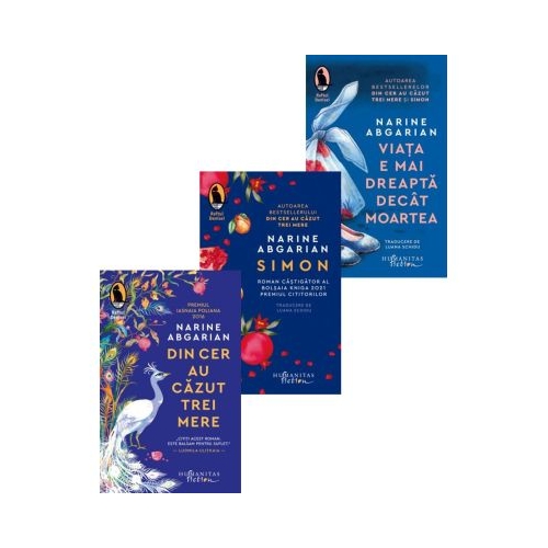 Pachet 3 carti Narine Abgarian Viata e mai dreapta decat moartea Simon si Din cer au cazut trei mere