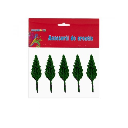 Accesorii creatie plasticc braduti Craciun verde 6 cm set 5 buc Colorarte MY34