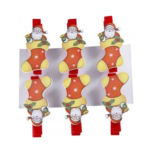 Accesorii creatie lemn carlig cizmulita Craciun colorat 3. 5cm set 6 buc Colorarte