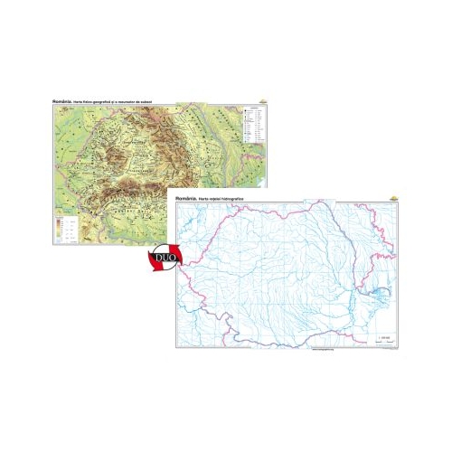 Romania. Harta fizico-geografica si a resurselor naturale de subsol Duo 140x100 cm CR-3101DB