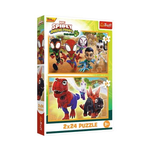 PUZZLE TREFL 2X24 SPIDEY AND HIS AMAZING FRIENDS DINO-WEBS SPIDEY SI DINOZAURII