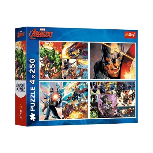 PUZZLE TREFL 4X250 AVENGERS MARVEL ZILE EROICE