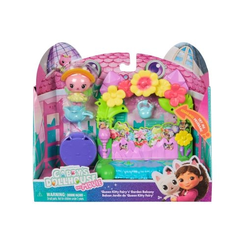 GABBYS DOLLHOUSE FILMUL SET BALCONUL GRADINA FERMECATA SI FIGURINA KITTY CU ACCESORII