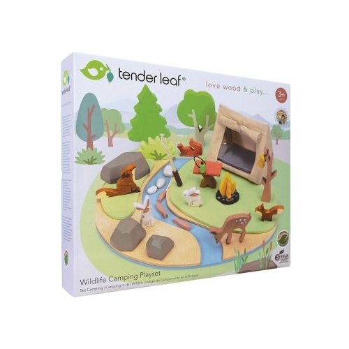 Set de joaca camping in natura din lemn premium Wildlife Camping Playset