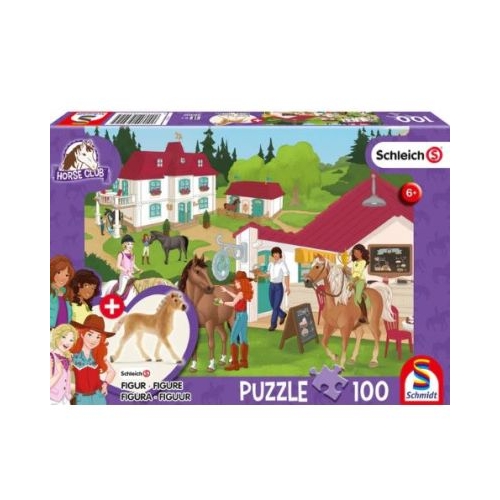 Puzzle 100 piese Schleich - Horse Club Grajduri de echitatie  Cadou figurina cal Schmidt