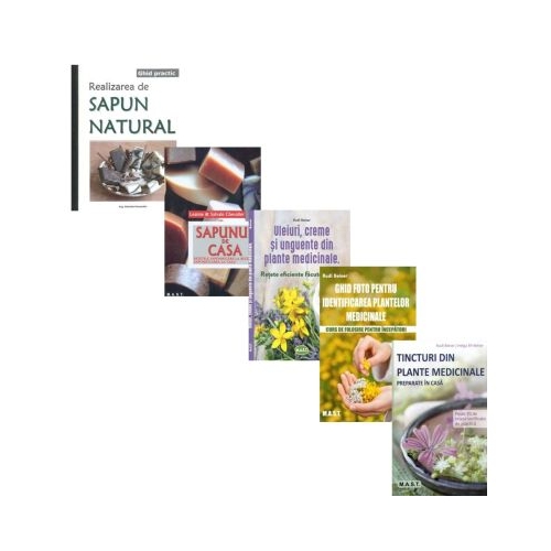 Pachet 5 carti Sapunul de casa si plante medicinale - Daniela Paraschiv Rudi Beiser Sylvain Chevallier