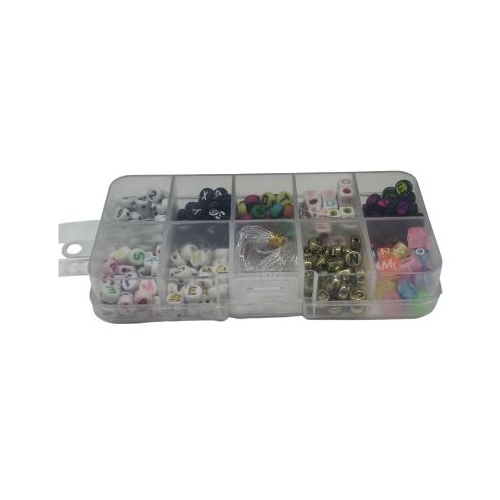 Accesorii creatie - margele litere zambareti plastic diverse culori cutie forma dreptunghiulara Cnx