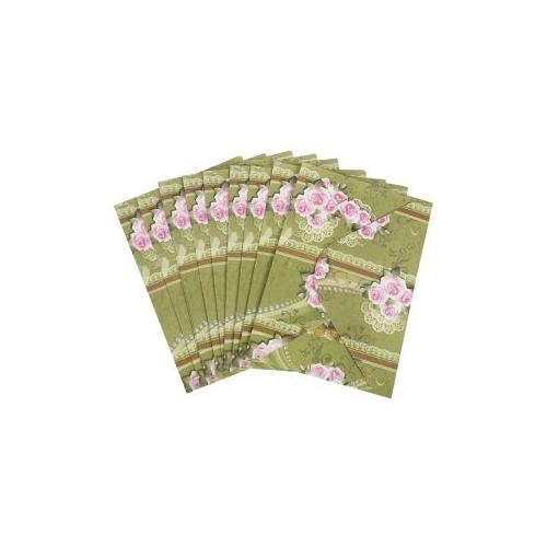 Plic color CNX verde 120gmp 130x180mm model cu trandafir roz set 10 buc