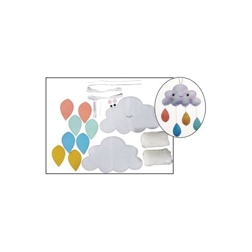 Set accesorii creatie nori fetru 14cm dublu ac plastic ata lipici vata sintetica instructiuni