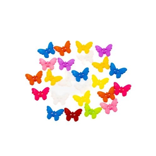 Accesorii creatie - nasturi fluturi plastic diverse culori 15mm set 24 buc Colorarte