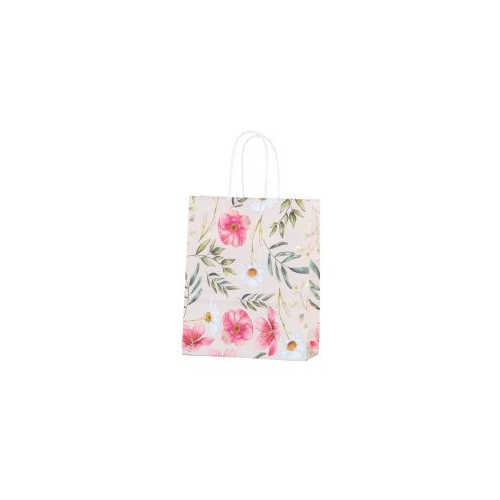 Punga cadou Colorarte 27663 B5 18x22x8cm 90gmp ivory manere din hartie rasucita motive florale