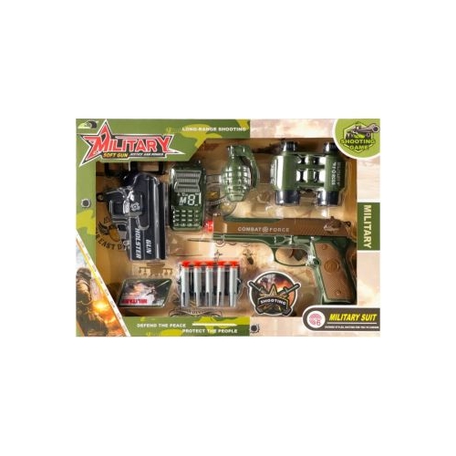 Set militar - pistol, grenada, binoclu, statie, gloante MegaCreative 500624 6 ani