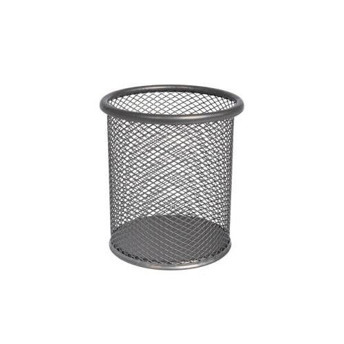Suport instrumente de scris OFFICE COVER 802 cilindric plasa metalica argintiu