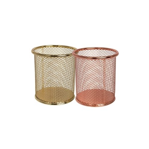 Suport instrumente de scris OFFICE COVER 802 cilindric plasa metalica auriubronz