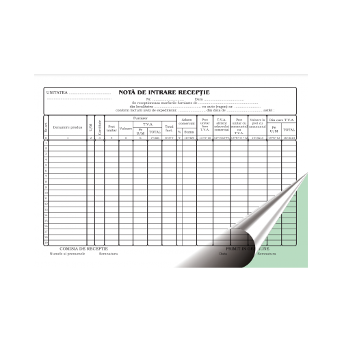 Tipizat - NIR fara TVA - A4 landscape 2 exemplare autocopiativ carnet 50 seturi